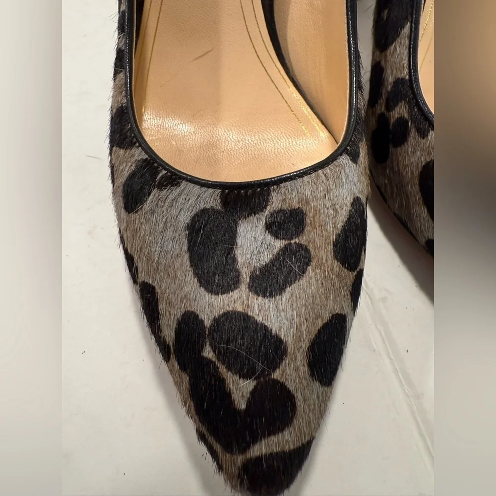 Cole Haan Chelsea Real Cow Fur Block Heel Pump Size 9.5 Leopard Print - Picture 4 of 14